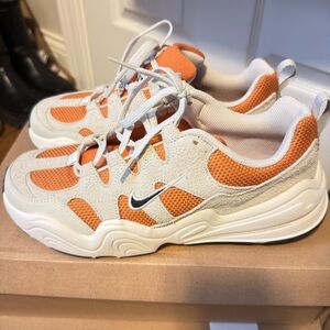 Nike Rust-like color and Cream Mesh Suede Sneakers